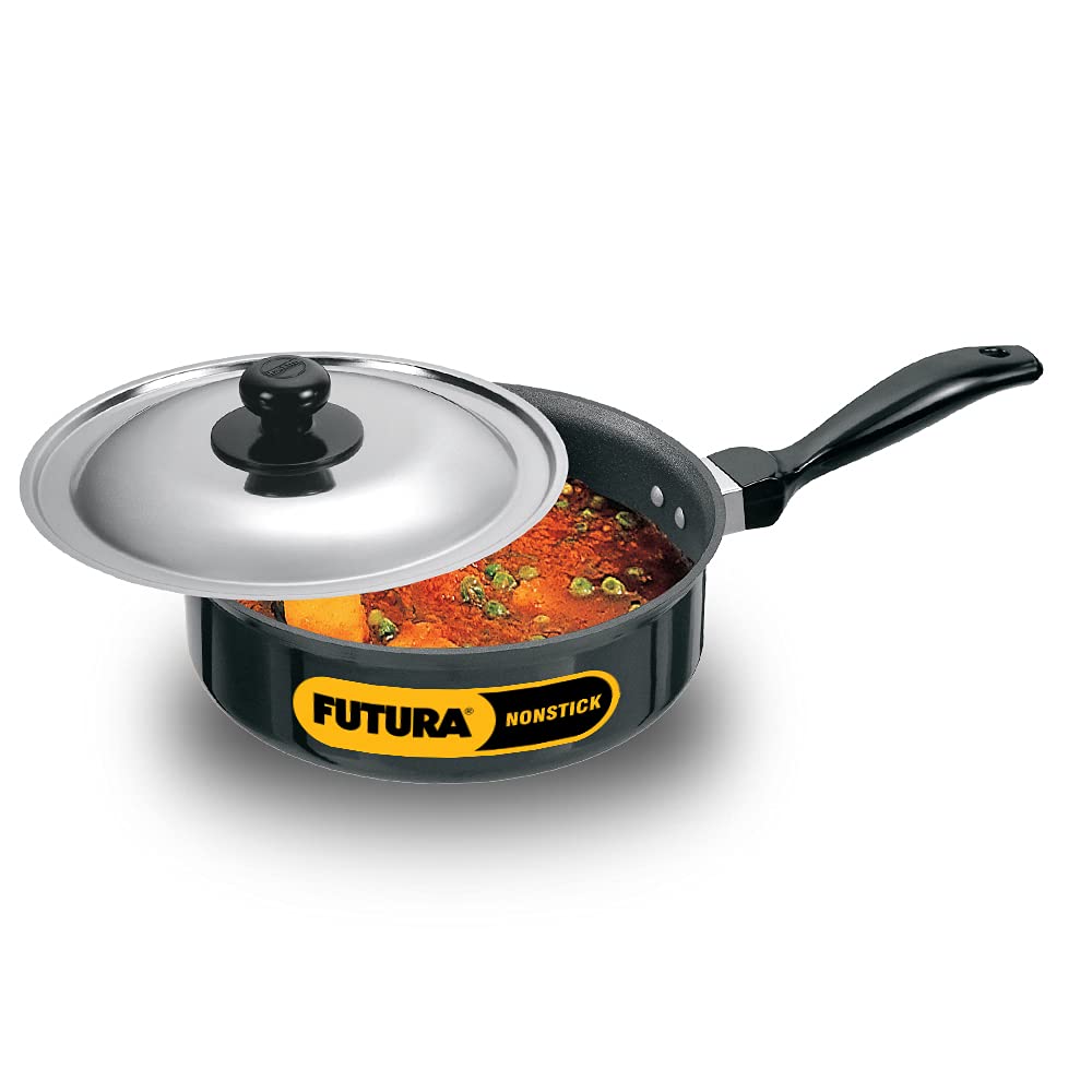 Hawkins Futura Nonstick Curry Pan (Saute Pan) With Stainless Steel Lid 2 Litres | 20 cm, 3.25 mm - NCP 20S