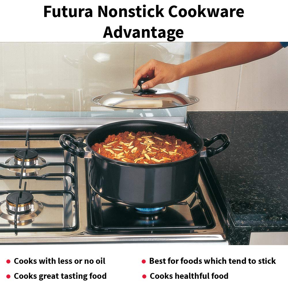 Hawkins Futura Hard anodised Cook and Serve Stew Pot | Casserole With Stainless Steel Lid 5 Litres | 24 cms, 3.25mm - NST 50