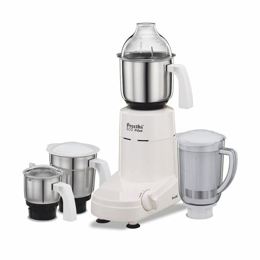 Preethi Eco Plus MG 157 mixer grinder, 750 watt, 4 jars includes Super Extractor juicer Jar , White