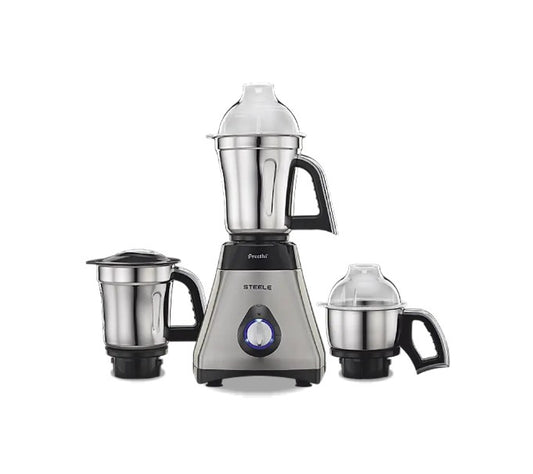 Preethi Steele 110 Volts Mixer Grinder, 550 watt, 3 Jars (Silver/Black) - MG 206