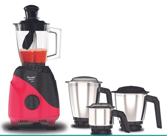 Preethi Peppy Plus MG-246 Mixer Grinder, 750 watt, Red-Black, 4 Jars - Super Food Jar with Texture Builder & 3D Airflow Technology, Vega W5 Motor with 5yr Warranty & Lifelong Free Service