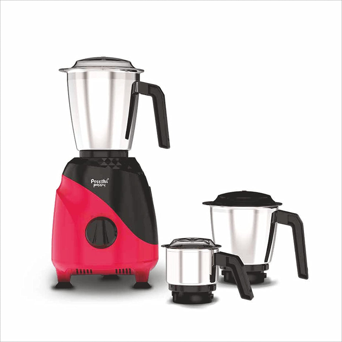 Preethi Peppy MG-245 Mixer Grinder, 750 watt, Black & Red, 3 Jars, Vega W5 Motor with 5yrs Warranty