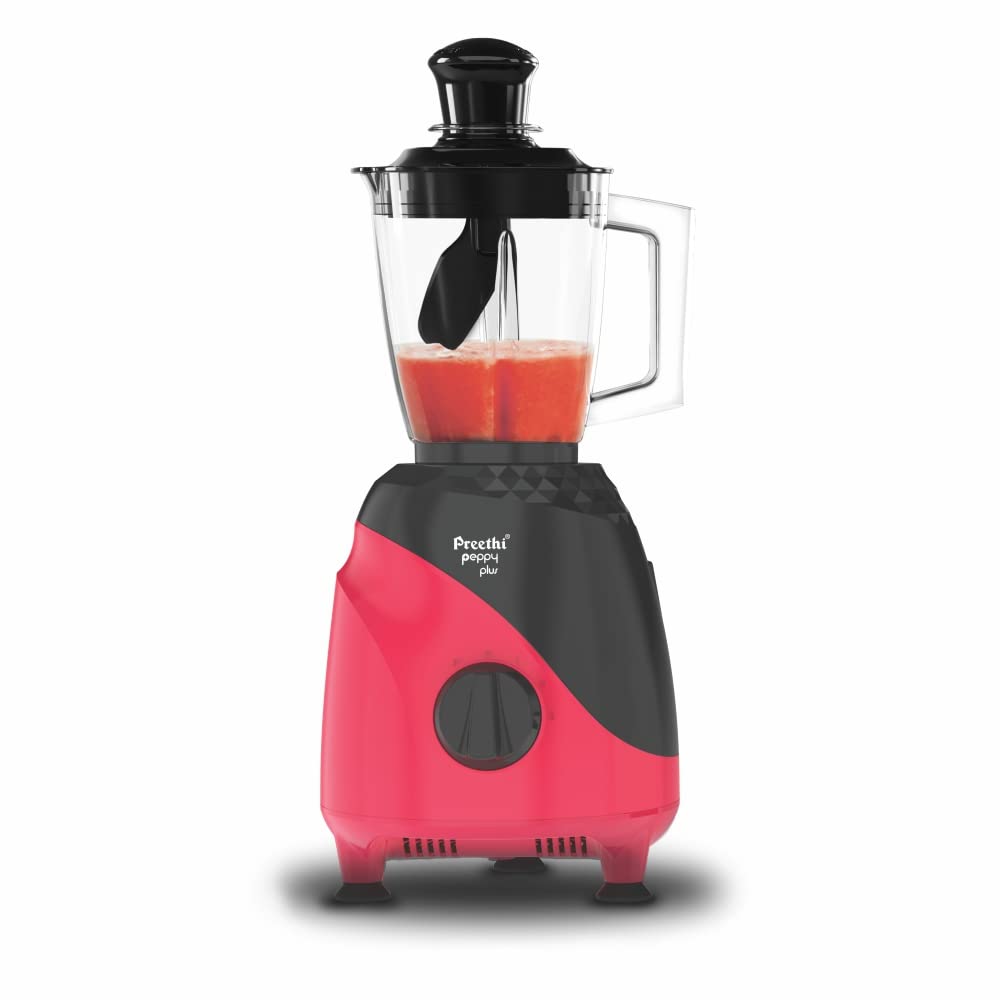 Preethi Peppy Plus MG-246 Mixer Grinder, 750 watt, Red-Black, 4 Jars - Super Food Jar with Texture Builder & 3D Airflow Technology, Vega W5 Motor with 5yr Warranty & Lifelong Free Service