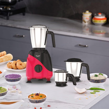 Preethi Peppy MG-245 Mixer Grinder, 750 watt, Black & Red, 3 Jars, Vega W5 Motor with 5yrs Warranty