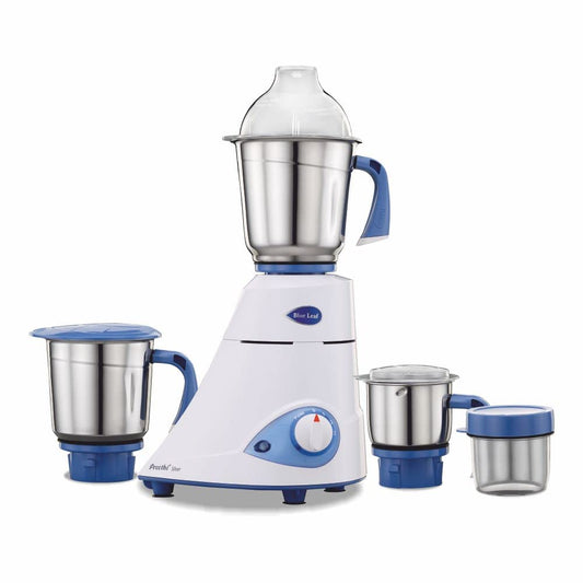 Preethi Blue Leaf Silver Mixer Grinder 600 Watt with 4 Jars (White) - MG 149