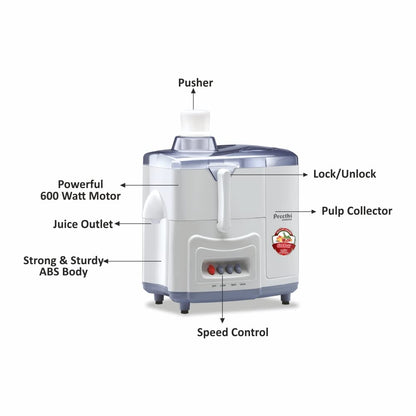 Preethi Essence CJ 101 600-Watt Juicer (White)