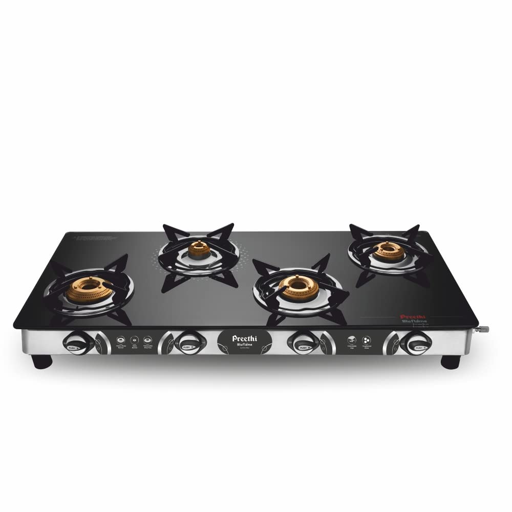 Preethi Blue Flame Jumbo Max 4 Burner Glass Top Gas Stove - GTS 118