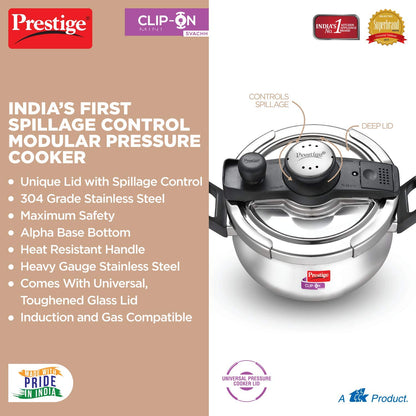 Prestige Svachh Clip-on Stainless Steel Outer Lid Pressure Handi 3 Litres - 20236