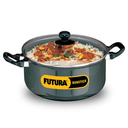 Hawkins Futura Hard anodised Cook and Serve Stew Pot | Casserole With Glass Lid 5 Litres | 24 cms, 3.25mm - NST 50G