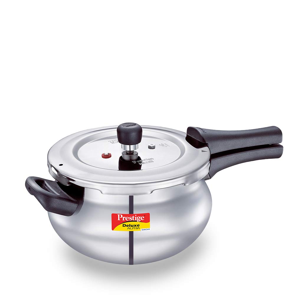 Prestige Svachh Deluxe Alpha Mini Pressure Handi, with deep lid for Spillage Control, 3.3 Litres, Stainless Steel, Outer Lid - 20267