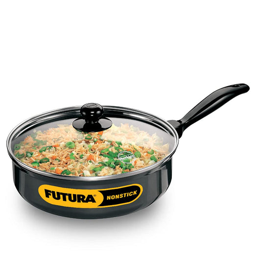 Hawkins Futura Nonstick Curry Pan (Saute Pan) With Glass Lid 3.25 Litres | 24 cm, 3.25 mm - NCP 325G