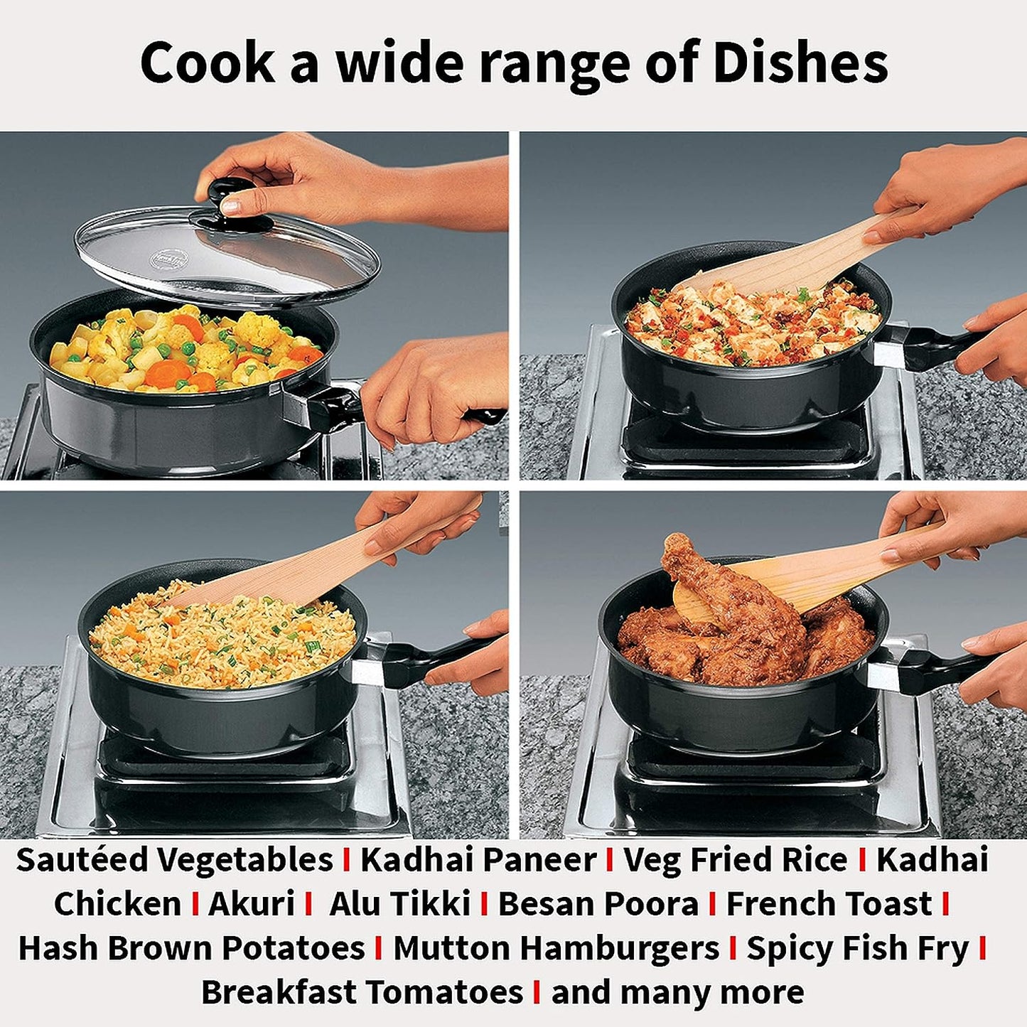 Hawkins Futura Nonstick Curry Pan (Saute Pan) With Glass Lid 3.25 Litres | 24 cm, 3.25 mm - NCP 325G