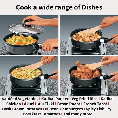 Hawkins Futura Nonstick Curry Pan (Saute Pan) With Glass Lid 3.25 Litres | 24 cm, 3.25 mm - NCP 325G