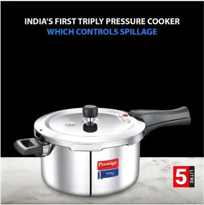 Prestige Svachh Triply Outer Lid Pressure Cooker with Unique Deep Lid for Spillage Control, 5 Litres - 20703