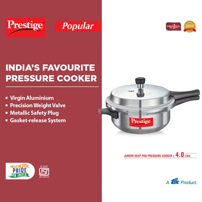 Prestige Popular Junior Deep Pan 4 Liters Aluminium Outer Lid - 10025