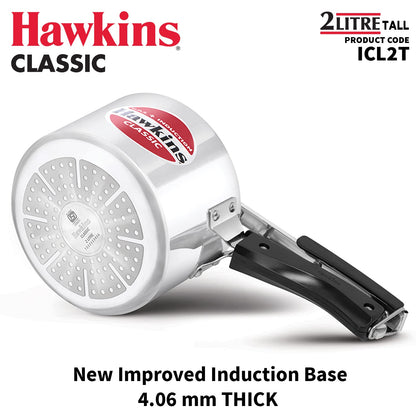 Hawkins Classic 2 Litres Tall Induction Base Aluminium Inner Lid Pressure Cooker - ICL2T