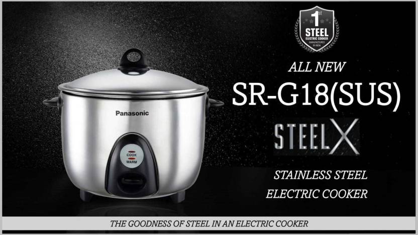 Panasonic SR-G18(SUS) 1.8 Litres Automatic Electric Rice Cooker Warmer With Triply Steel inner Container