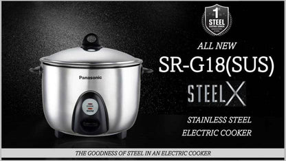 Panasonic SR-G18(SUS) 1.8 Litres Automatic Electric Rice Cooker Warmer With Triply Steel inner Container