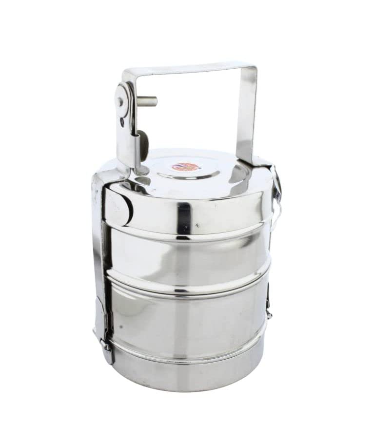 Stainless Steel 2 Tier Lunch Carrier | Tiffin Box (Size: 10x2)