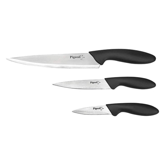 Pigeon Stainless Steel Knife Set 3 Pcs, Black - 12138-BK