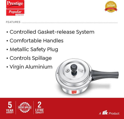 Prestige Popular Svachh 2 Litres Aluminium Pressure Cooker - 10164