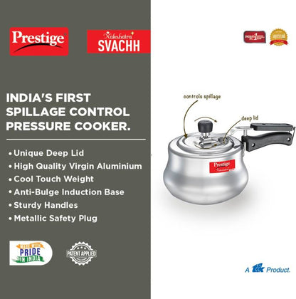 Prestige Nakshatra Plus Svachh 3 Litres Induction Bottom Aluminium Pressure Cooker - 10756