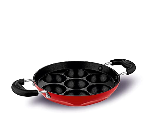 Ideal Non Stick Cookware Paniyaram Pan, Black & Red