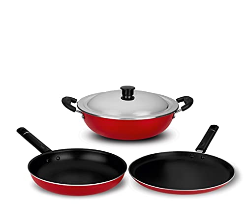 Ideal Non Stick Cookware Junior, Black & Red (4 Pieces Set Pan Junior)