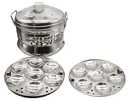 Stainless Steel Idly Panai Induction Base with 3 Idly Plates (21 Idlies)