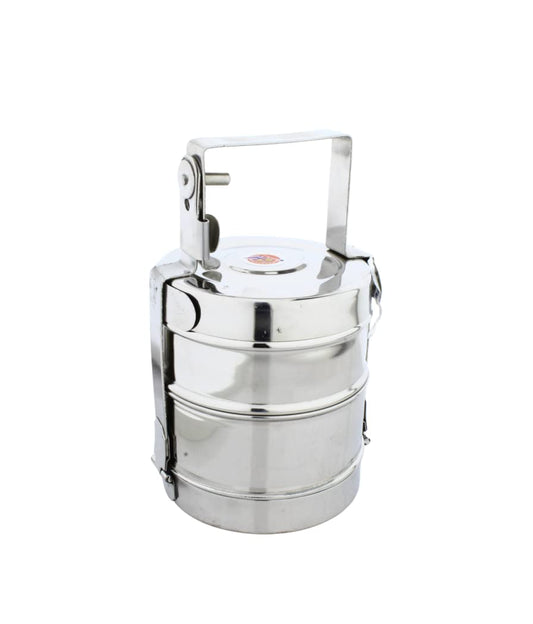 Stainless Steel 2 Tier Lunch Carrier | Tiffin Box (Size: 9x2)