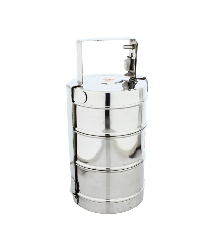 Stainless Steel 3 Tier Lunch Carrier | Tiffin Box (Size: 9x3)