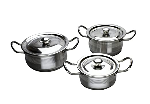 eKitchen Stainless Steel Serving Dish Set of 3 Pcs (12cm, 13.5cm, 15cm)