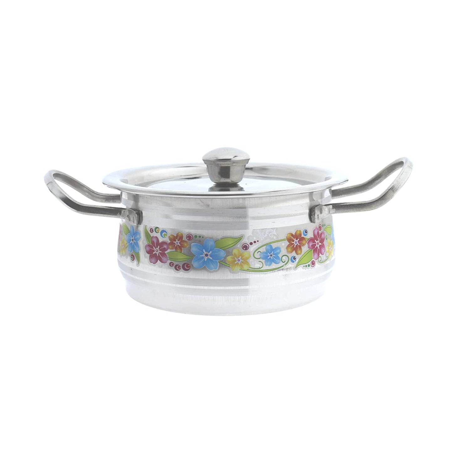 Stainless Steel Flower Design Serving Dish with Lid Set of 3 Pcs ( 12 cms, 14 cms, 16 cms )