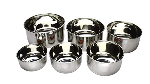 eKitchen Stainless Steel Multipurpose Deep Bowl Set of 6 Pcs