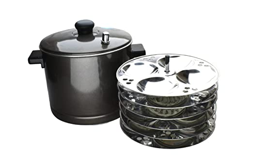 Black Aluminium Idli Cooker | Steamer | Maker (24 idlies | 6 Plates)