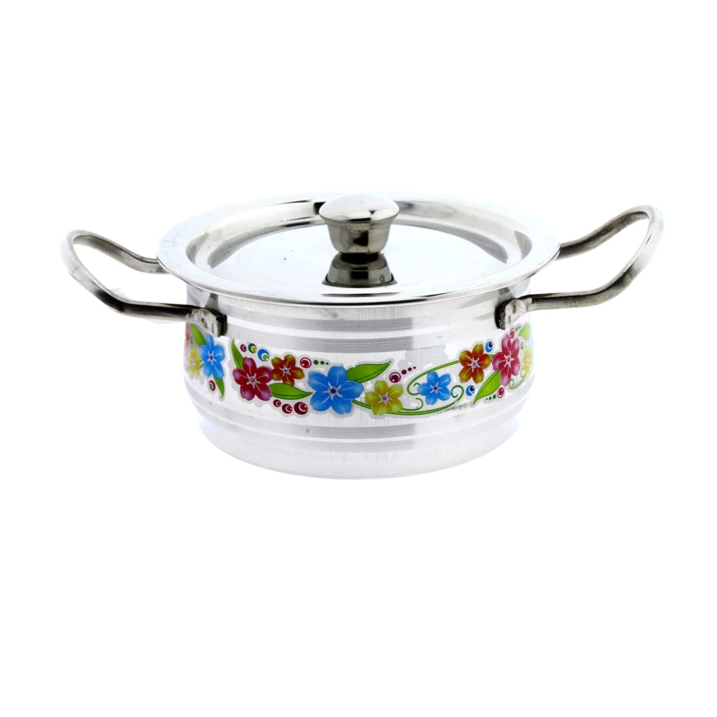 Stainless Steel Flower Design Serving Dish with Lid Set of 3 Pcs ( 12 cms, 14 cms, 16 cms )