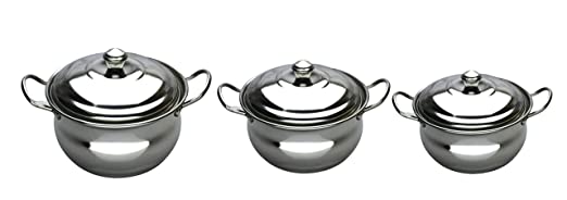 eKitchen Belly Stainless Steel Serving Dish 3 Pcs Set (15.5cm, 17cm, 19cm)