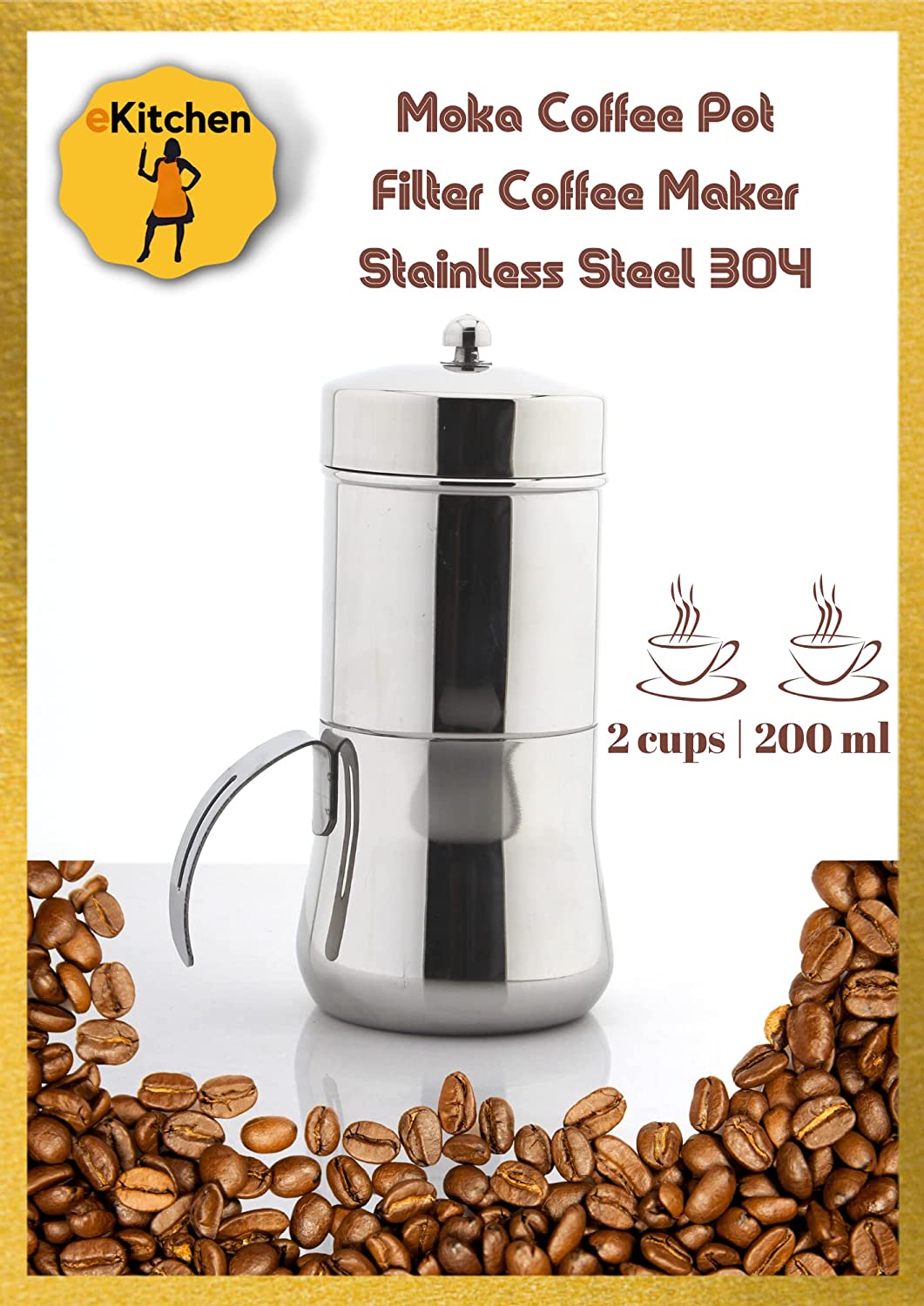Stainless Steel Moka Coffee Pot –