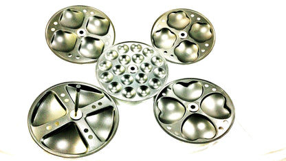 Ideal Nonstick Idly Stand 5 Plates - Hybrid ( Steams- heart, mini, square, triangular, flower shaped idlis )