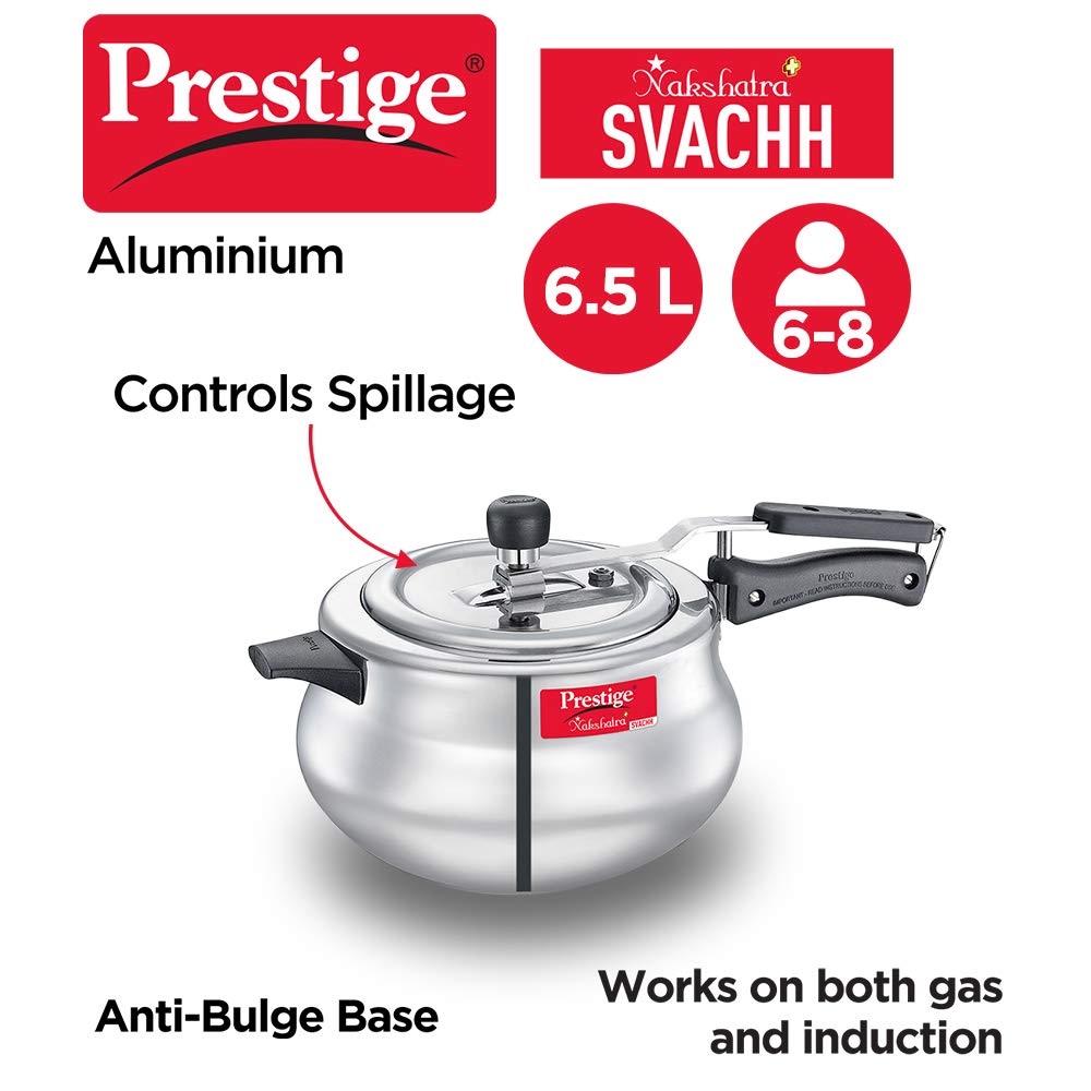 Prestige Nakshatra Plus Svachh Inner Lid Pressure Handi Cooker 6.5 Litres - 10758