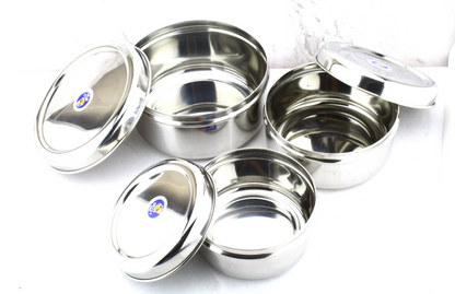 Stainless Steel Puri Dabba Set of 3 Pcs ( 11cm, 12.5cm, 14cm )