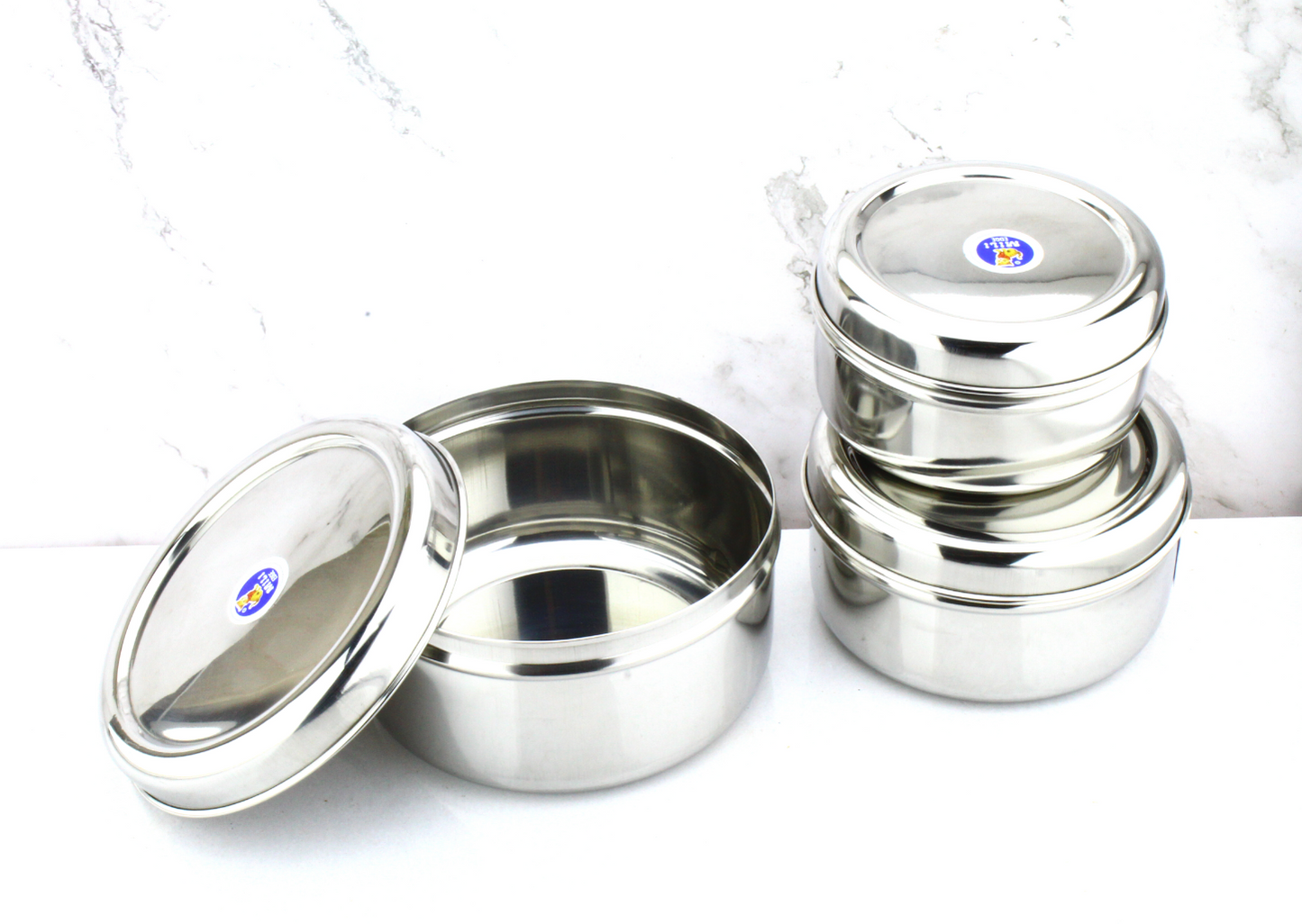 Stainless Steel Puri Dabba Set of 3 Pcs ( 11cm, 12.5cm, 14cm )