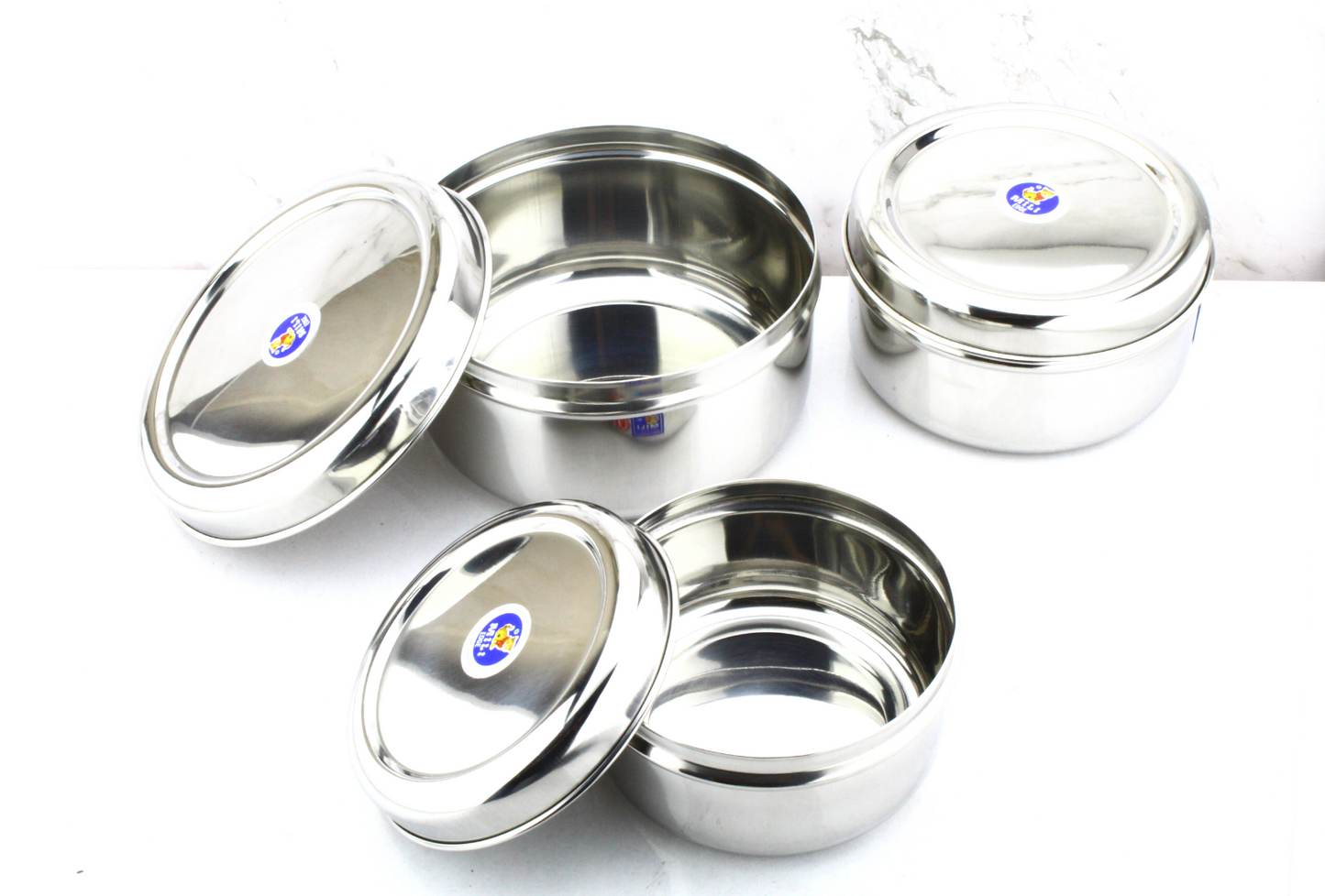 Stainless Steel Puri Dabba Set of 3 Pcs ( 11cm, 12.5cm, 14cm )