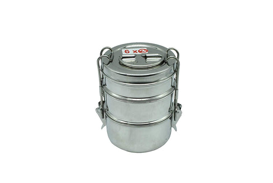 Stainless Steel 3 Tier Lunch Box | Tiffin Box (Size: 6x3)