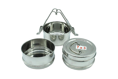 Stainless Steel 3 Tier Lunch Box | Tiffin Box (Size: 7x3)