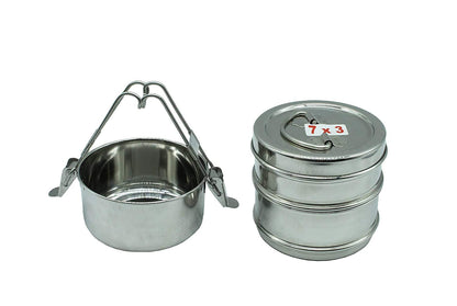 Stainless Steel 3 Tier Lunch Box | Tiffin Box (Size: 7x3)