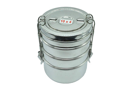 Stainless Steel 4 Tier Lunch Box | Tiffin Box (Size: 10x4)