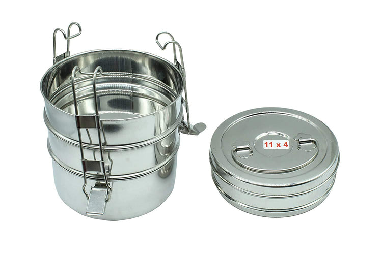 Stainless Steel Lunch Box | Tiffin Box 4 Tier (Size: 11x4)