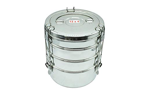 Stainless Steel 4 Tier (Size: 12x4) Lunch Box | Tiffin Box