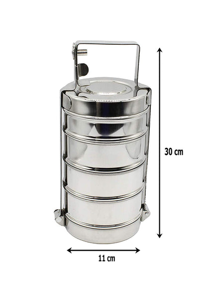 Stainless Steel 4 Tier Lunch Carrier | Tiffin Box - Tall